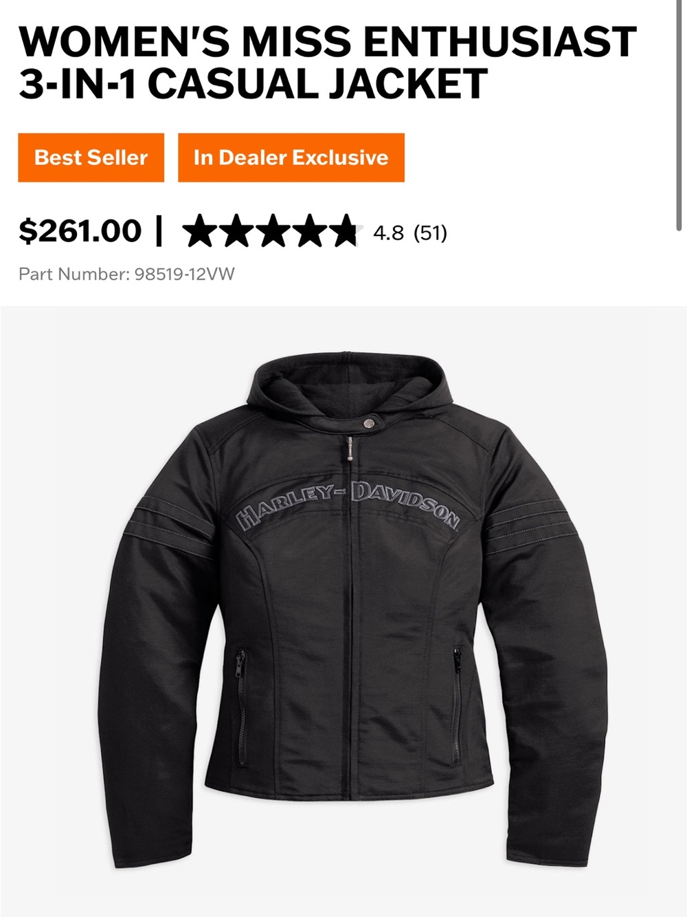 Harley-Davidson Women 3-in-1 Jacket.